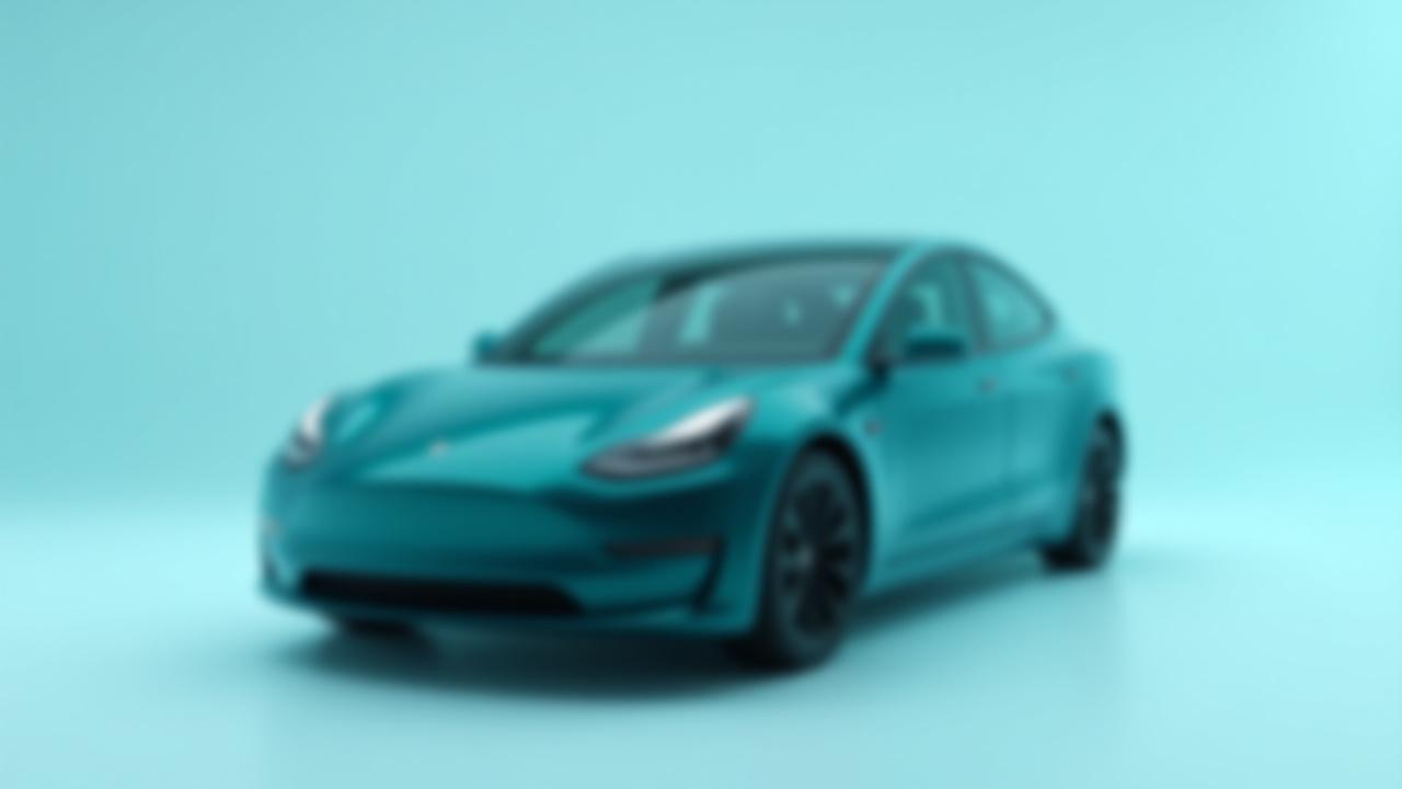 Tesla Model 3 i modern grönblå färg