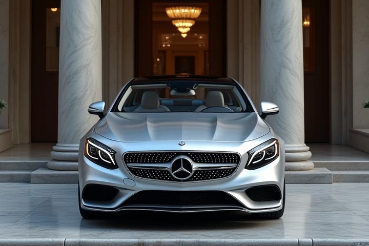 Mercedes S-klass i en klassisk, elegant miljö.