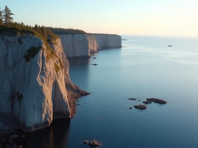 Klippor vid havet på Västkusten med solnedgång